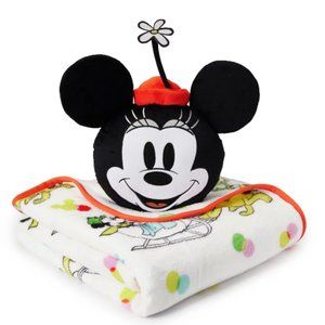 Disney White Mickey & Minnie Sweater Sleigh Nogginz Pillow & Plush Blanket Set